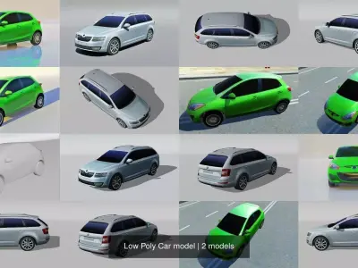 Low Poly Car model mazda micra hatchback 3D Model Pack