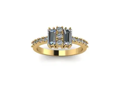 Diamond cluster ring Free 3D print model