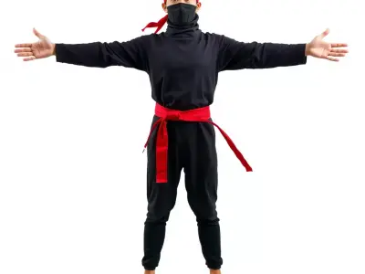 Ninja Character Model Pack with Red Accents Low-poly 3D model