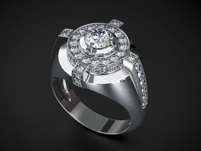 STYLISH MEN S RING WITH STONES Printable Model 3D print model