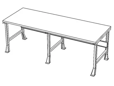 Steel Wood Bench Low-poly 3D model