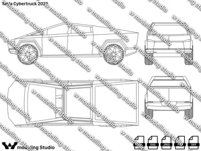 Tesla Cybertruck 2025 blueprint Texture