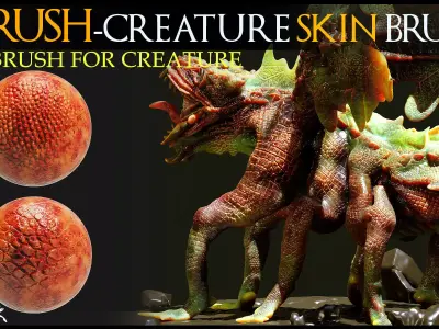 Alpha Brush For Blender And ZBrush-Dragon Skin-Alpha Brush 3D model
