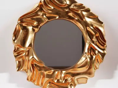 Round Mirror 3D Model Luxury Wall Decor for Interior Design 3D model