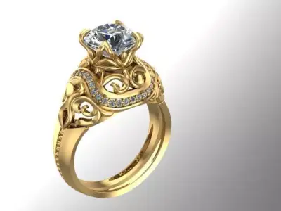 Diamond Ring  3D print model 8