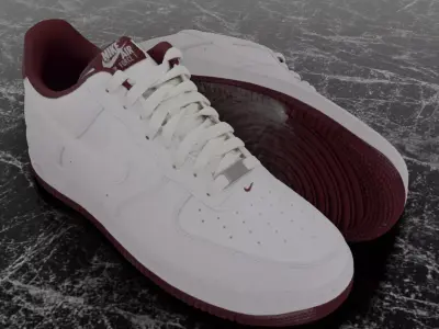 NIKE AIR FORCE 1 LOW WHITE DARK BEETROOT 3D SHOES 3D model