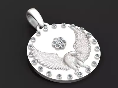 Gold eagle pendant 3D printable model   3D print model