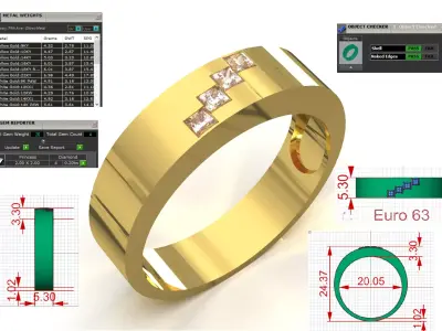 Men STL 3DM Wide Geometric Band model mr0303 3D print model