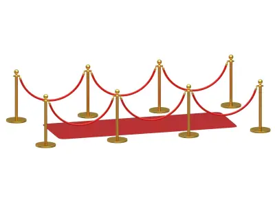 Red carpet Gold And Silver Stanchion 3D model