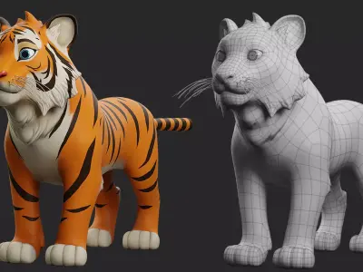 Stylized Tiger Low-poly 3D model