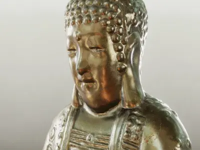Buddha Metal Sculpture - 3D Scan Low-poly 3D model