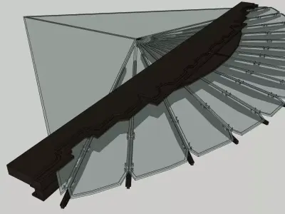 sun shade in curve glass 3d model 3D model