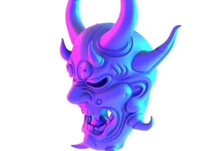 Japanese Oni Yokai Irezumi Ceremonial Divine  Nipponese mask toy 3D print model