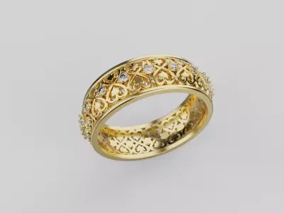 Luxury Gold Ring with Stones Ready for 3D Printing 3D print model