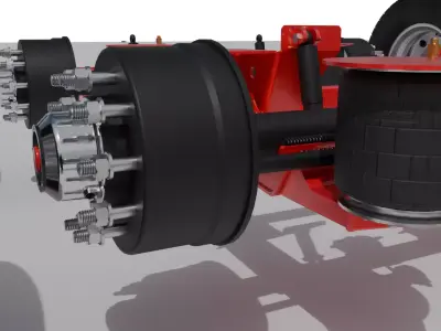Trailer Air Suspension Ridewell 240 - Lowboy  trailer Low-poly 3D model
