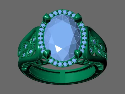 Womens Rings With Stone Ring Ready STL 3DM Models Rings women 3D print model 22