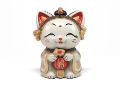 Chinese figure cat Low-poly 3D model