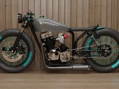 Custom Suzuki Brat Motorcycle Low-poly 3D model