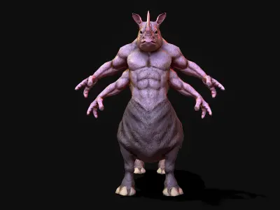 Warrior Rhino Low-poly 3D model