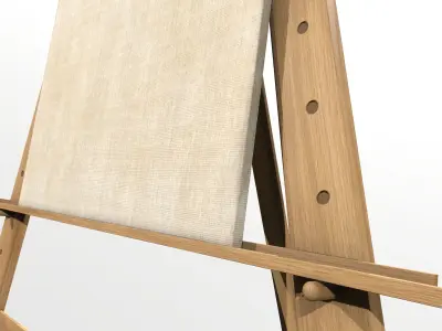 Easel wooden with canvas Low-poly 3D model