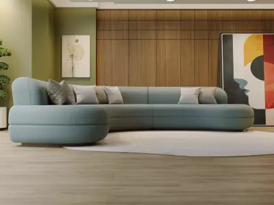 Modern Curved Sectional Sofa Minimalist Luxury Design 3D model