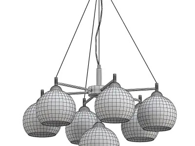 etnaa chandelier with six glass globes hanging from gold meta... 3D model