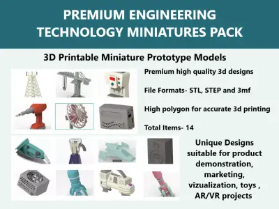 PREMIUM ENGINEERING TECHNOLOGY MINIATURES PACK 3D Model Collection
