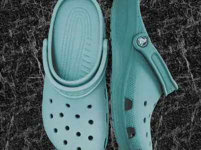 CROCS 3D FLIP-FLOP - TURQUOISE - SLIPPERS Low-poly 3D model