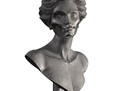 Old ancient Metal Woman Sculpture Low-poly 3D model