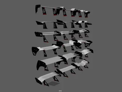Car Spoiler Pack Modern Sport Car Spoiler Low-poly 3D model