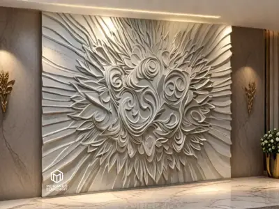 modern panel wall decor set relief stl mural CNC 278 3D model