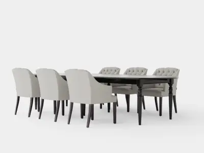 Osterville black with Delano chair sand Dining Set Low-poly 3D model