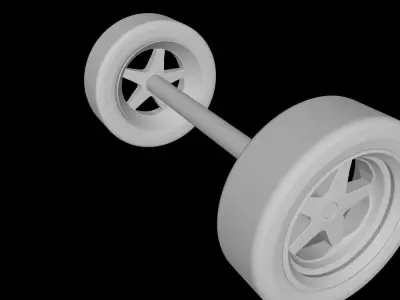TOY CAR WHEELS WITH SHAFT 2- SPARE PARTS- TOY WHEELS 3D print model