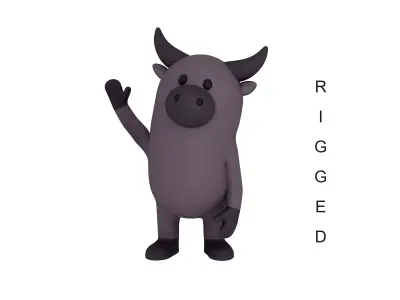 Rigged Cartoon Buffalo 3D model