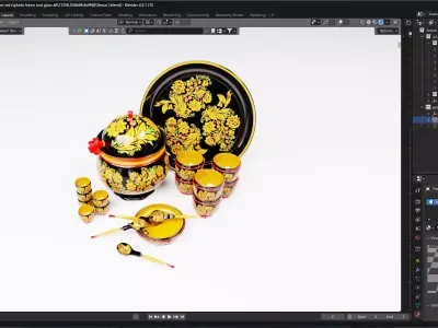 khokhloma crockery 3D model