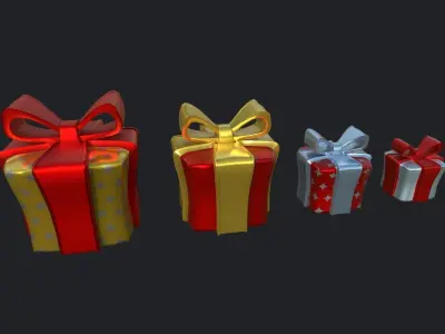 Gifts christmas gift boxes Low-poly 3D model