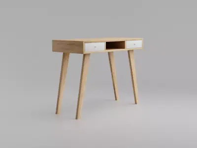 Scandinavian desk with drawers Low-poly 3D model