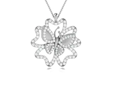 Solitaire Women butterfly Pendant 3DM STL OBJ FBX Render Details 3D print model