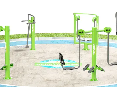 Park Gym Fitness Court 01 3D model