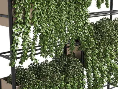 Indoor plant-plant stand metal vase 04 3D model