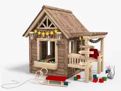 Winter Feeling Wood House For Christmas Low-poly 3D model