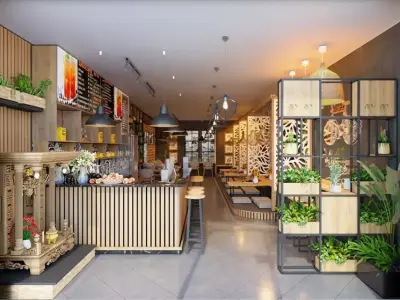 Bar and cafe Low-poly 3D model