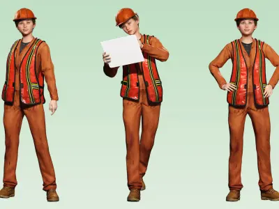 Realistic Youth Construction Worker 3D Character Asset Low-poly 3D model