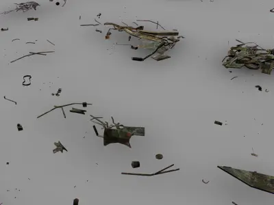 Rusty Metal Debris Car Truck Parts Pipe Door Bolt Lowpoly Low-poly 3D model