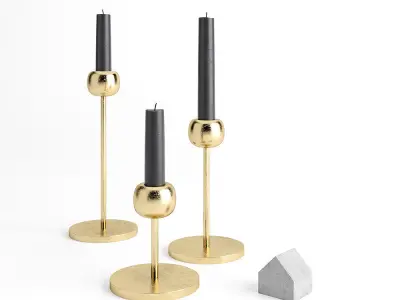 Candle Holder West Elm Modern Brass 3D model