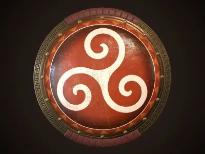 Hoplite Shield Triskelion  Low-poly 3D model