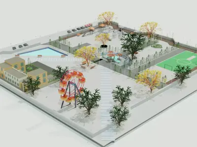 Detailed City Park 3D Model Free 3D model