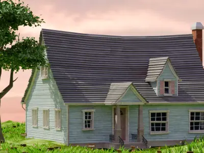 American Style Cottage Exterior 07 Low-poly 3D model