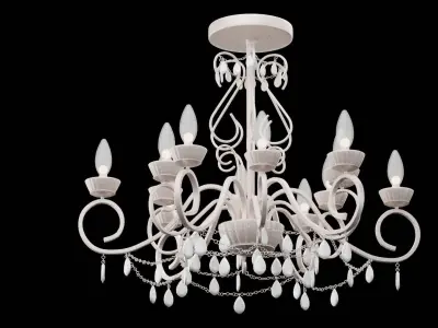 White Light Chandelier Low-poly 3D model
