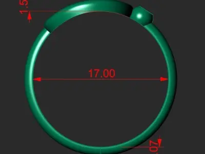 A RING WITH THE LETTER B AND A STONE Printable Model 3D print model